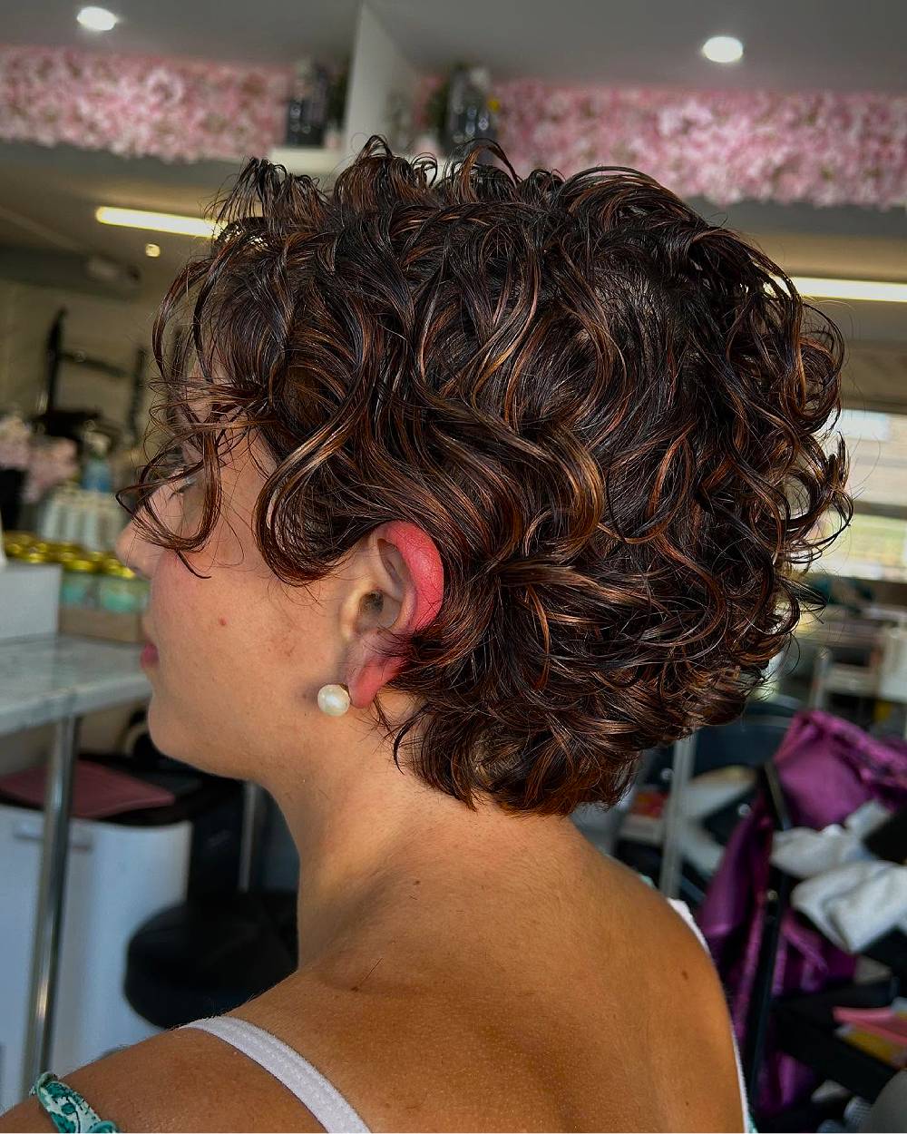 Textured Curly Pixie with Subtle Highlights