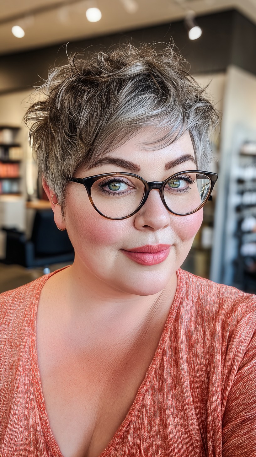 Textured Silver Pixie with Curled Top