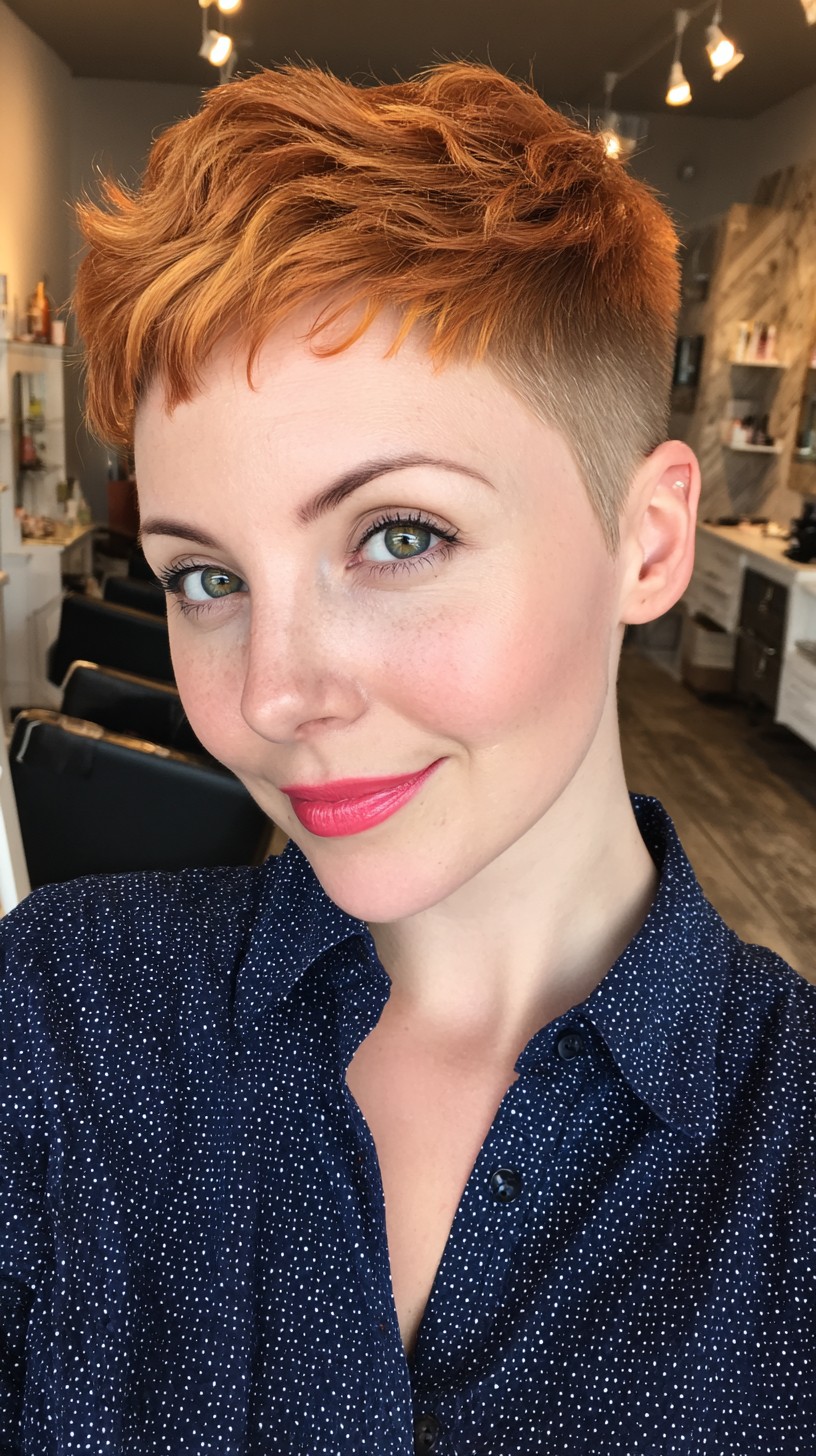 Vibrant Copper Pixie with Precision Fade
