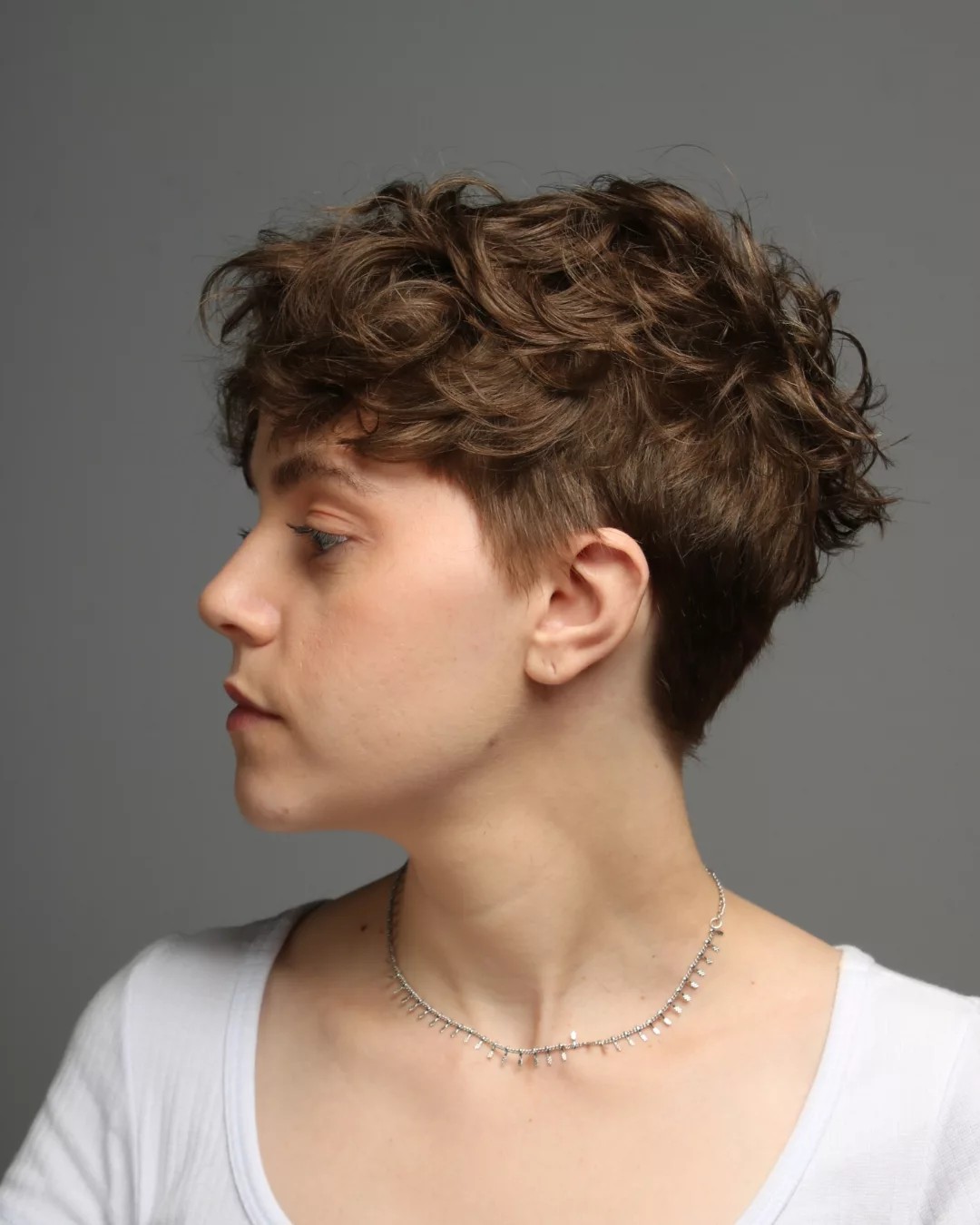 Whimsical Curly Tapered Pixie