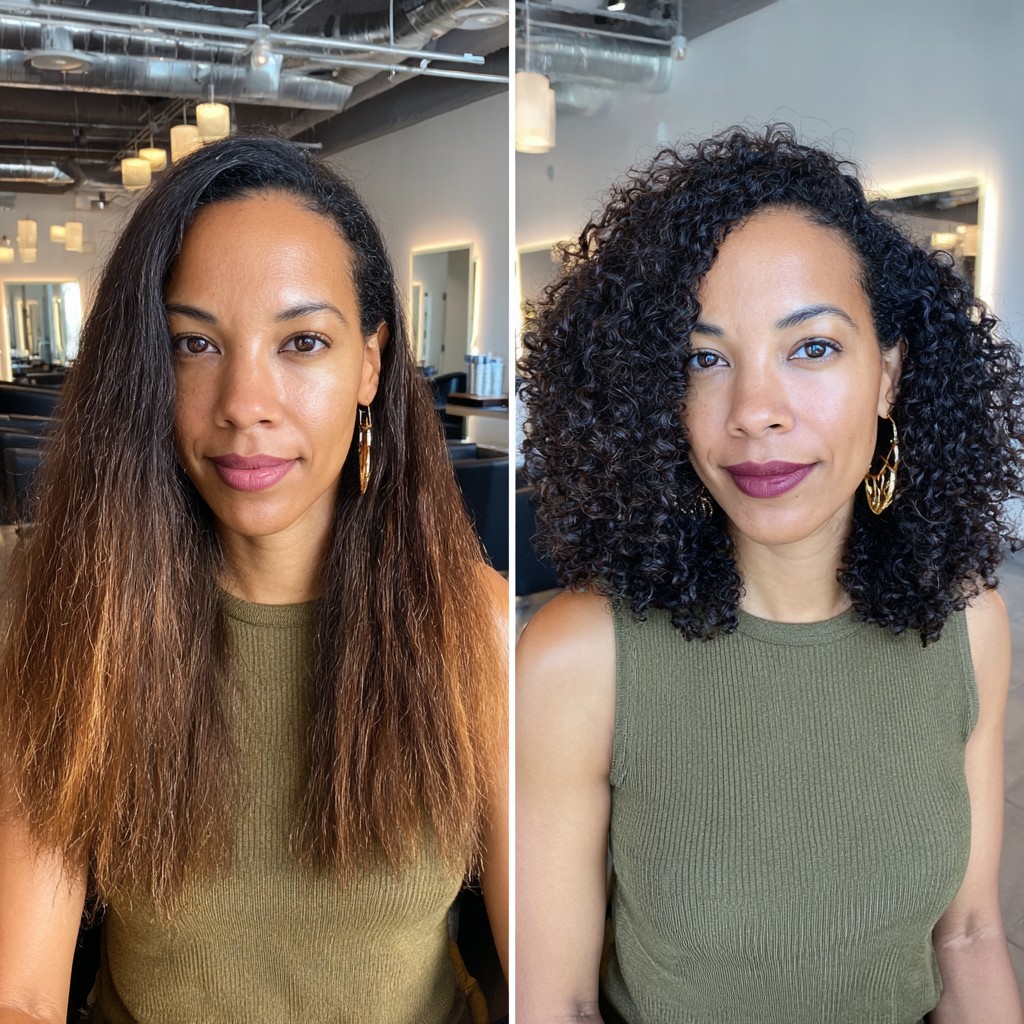 Captivating Transformation to Bouncy Crochet Curls