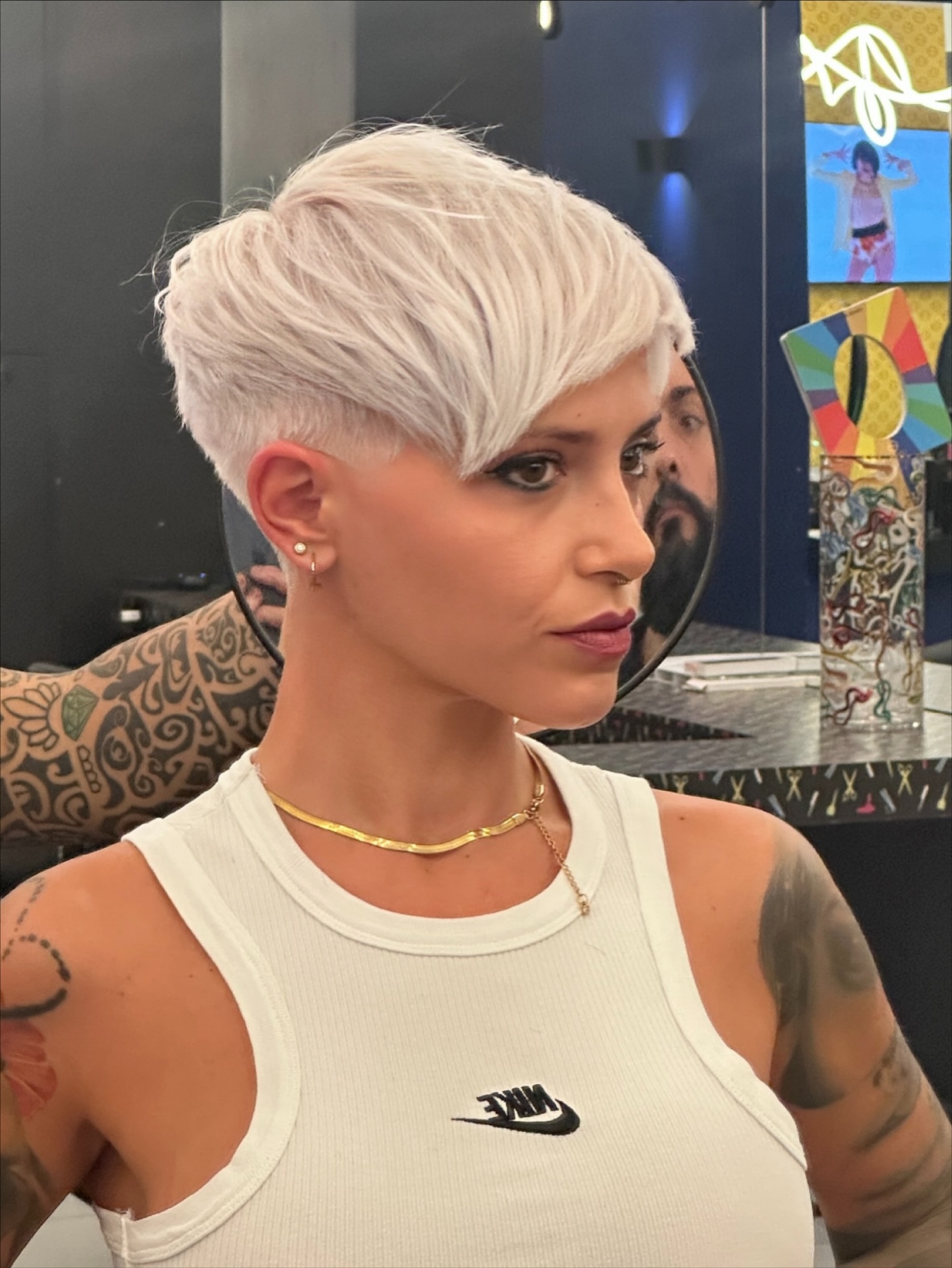 Edgy Silver Pixie with Textured Top
