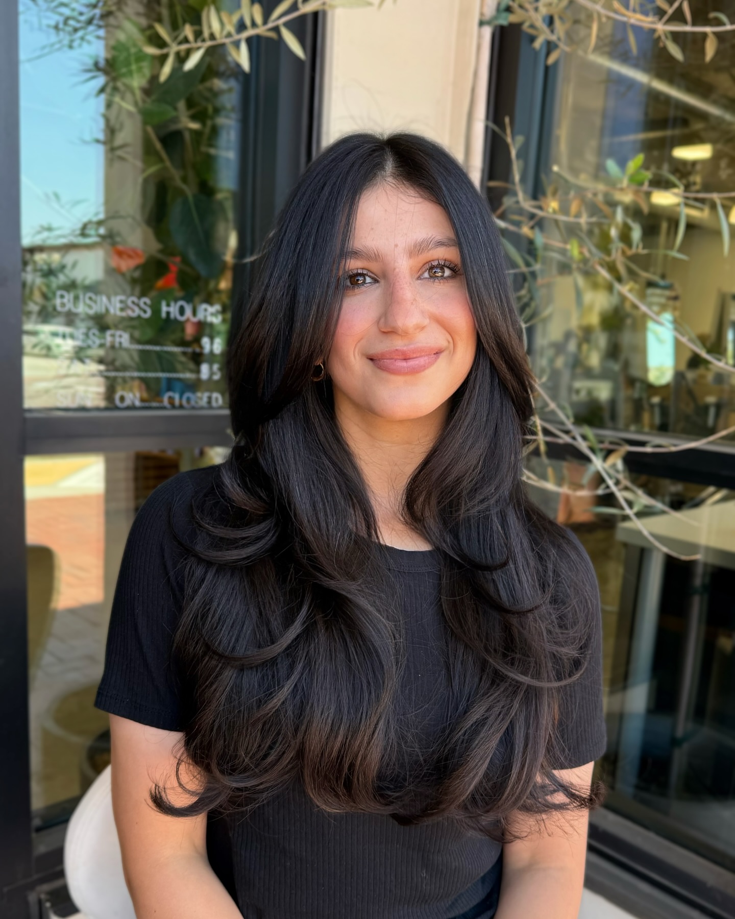 Flowing Midnight Curls with Tapered Ends