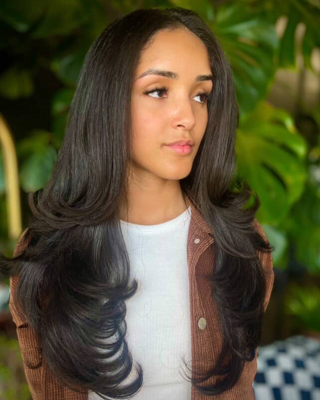 Glossy Chestnut Curls with Voluminous Ends