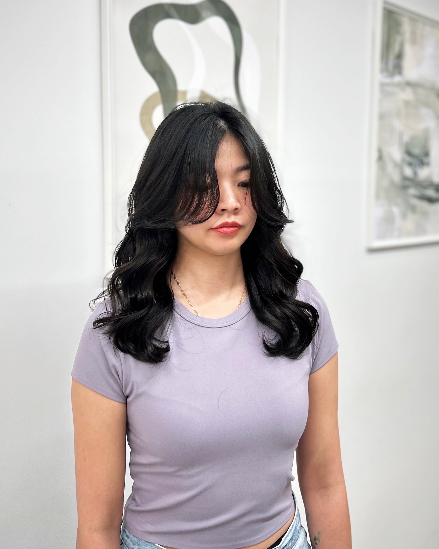 Midnight-Black Cascading Waves with Soft Texture