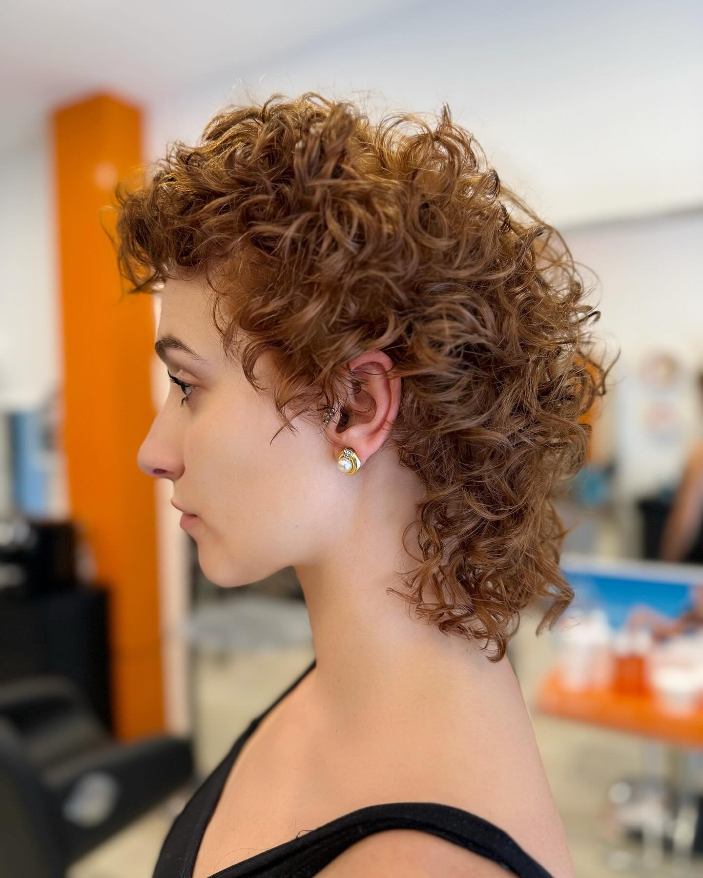 Radiant Chestnut Short Curly Mullet