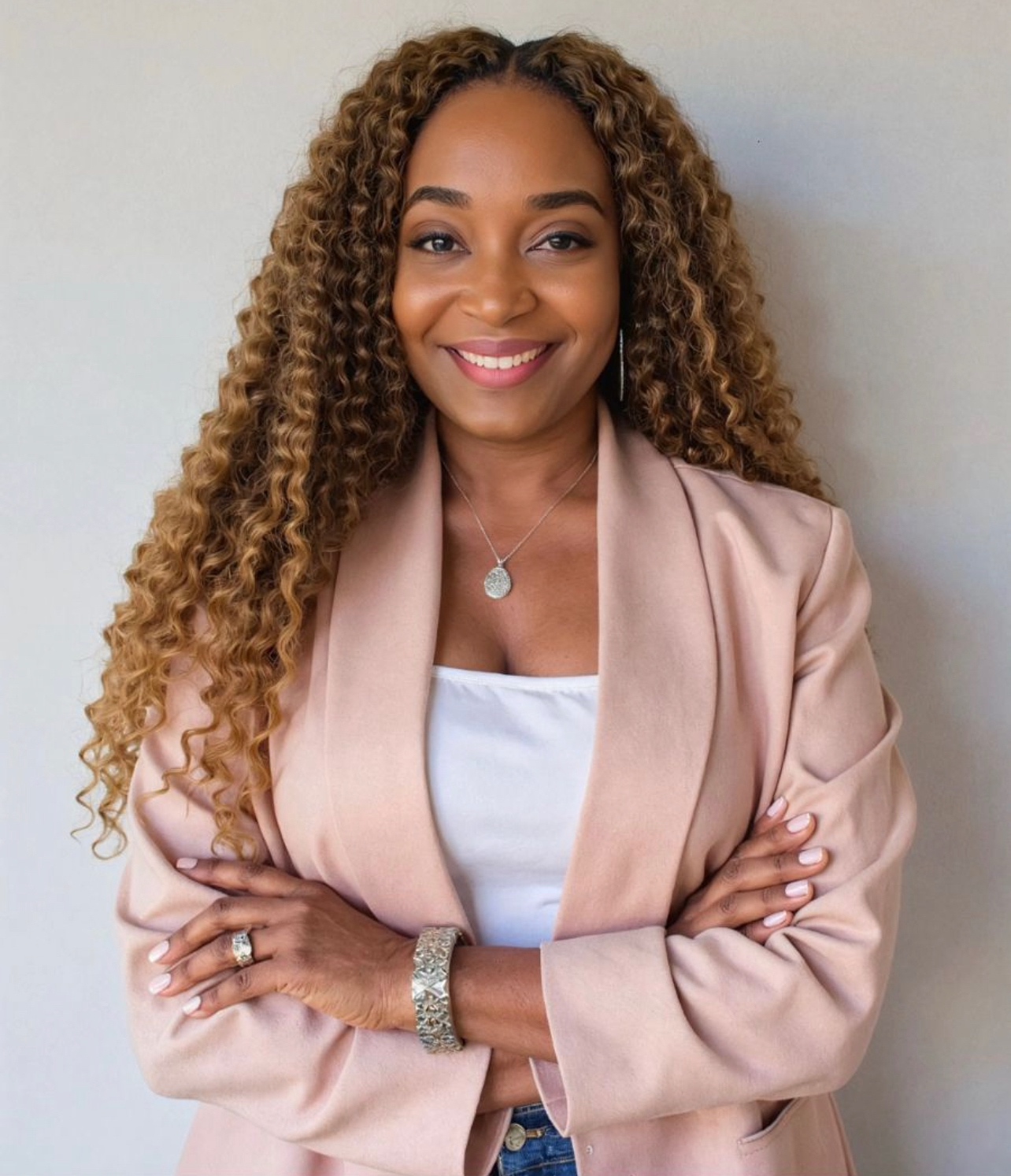 Radiant Golden Curls with Natural Volume