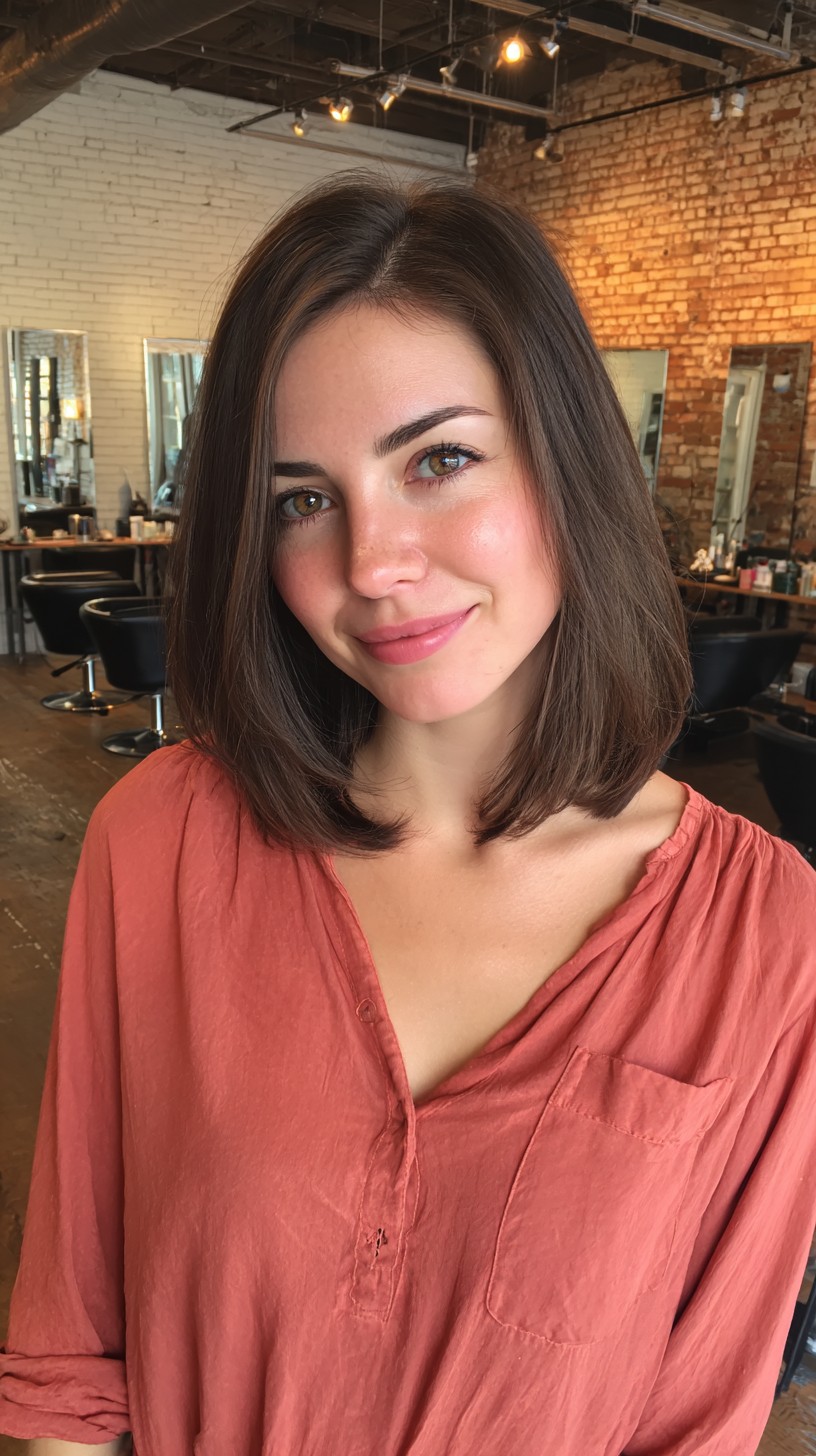 Sleek Chestnut Bob with Subtle Texturing
