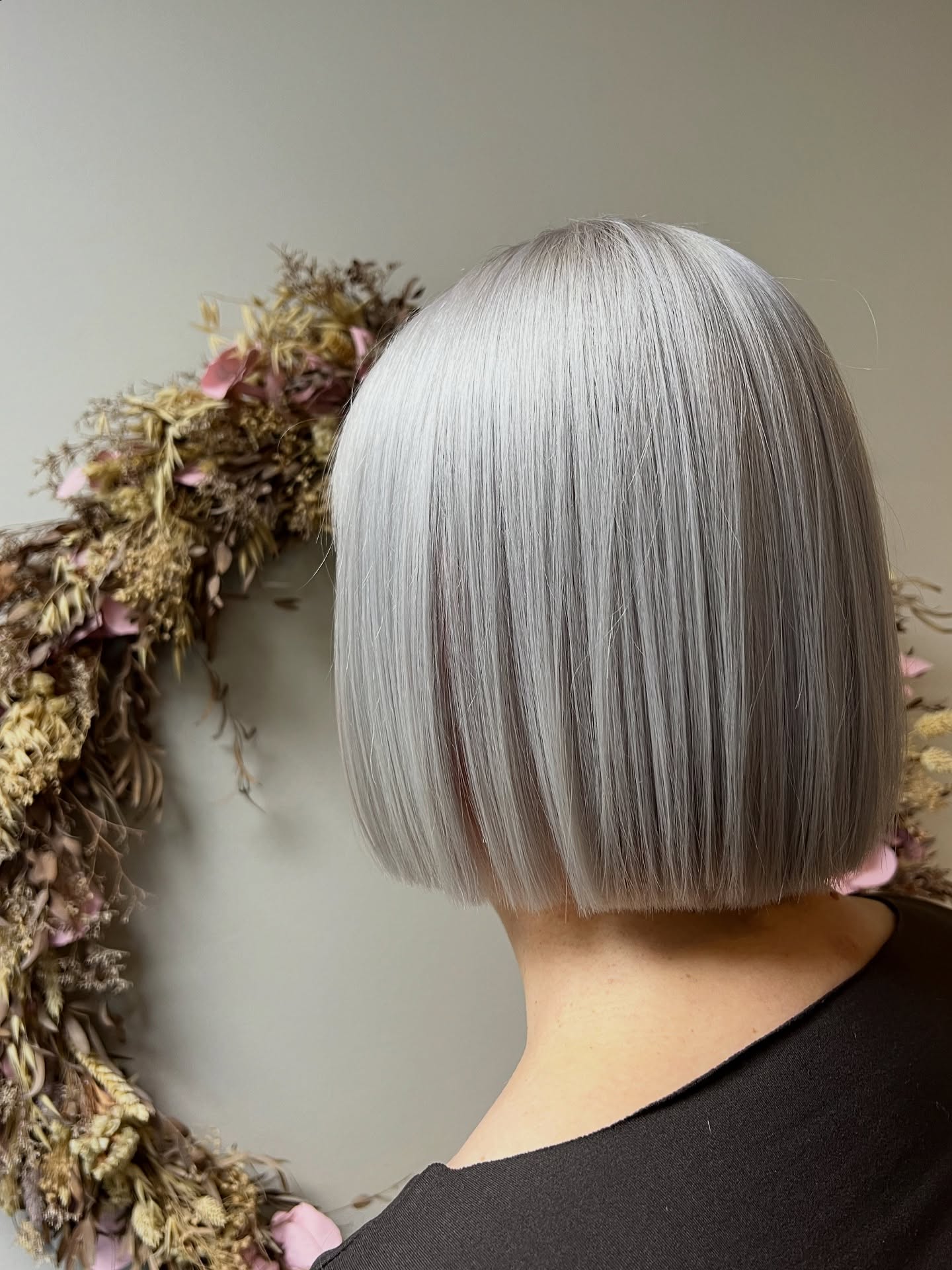Sleek Silver A-Line Bob with Pristine Edges