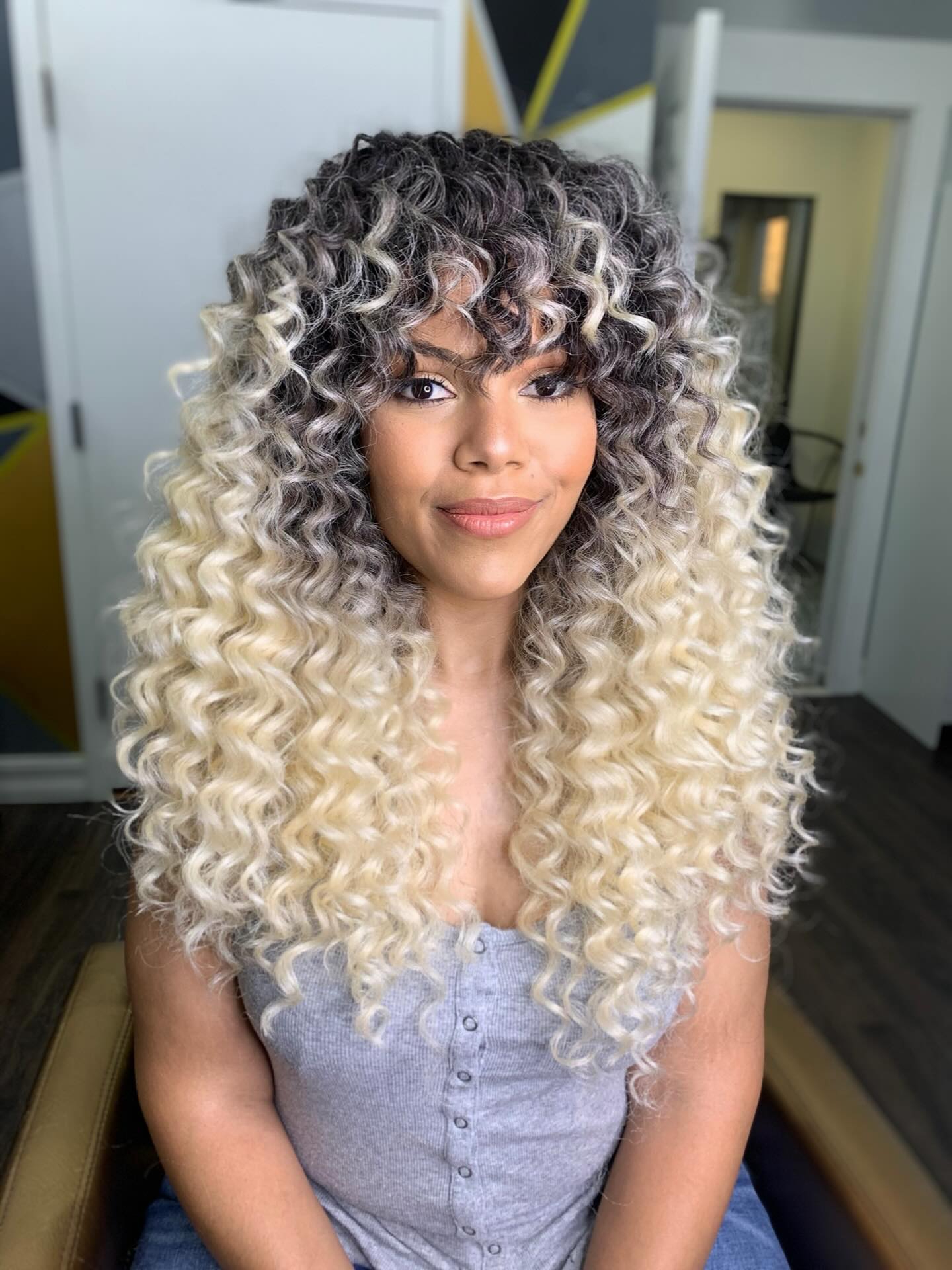 Stunning Silver-to-Blonde Ombre Crochet Curls