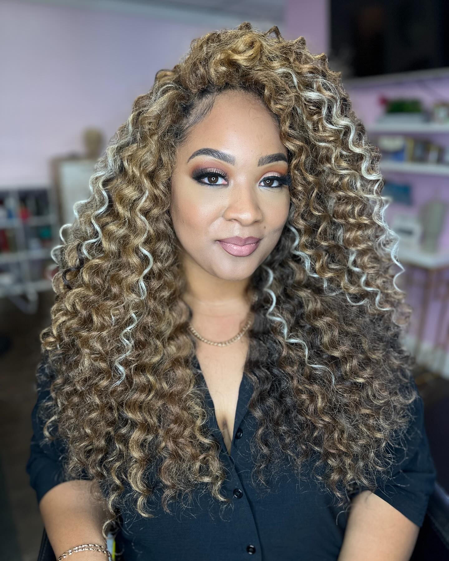 Voluminous Golden Blonde Crochet Curls