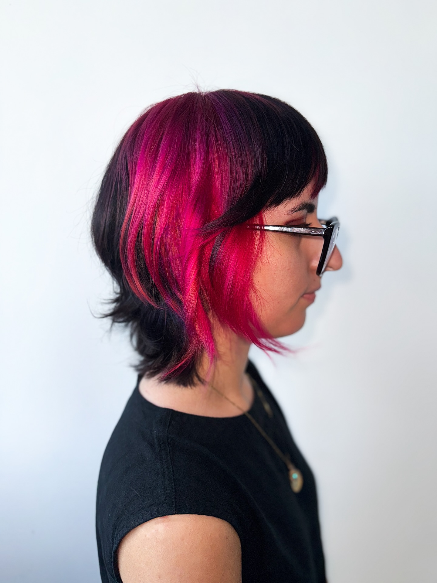 Bold Magenta and Plum Asymmetrical Bob
