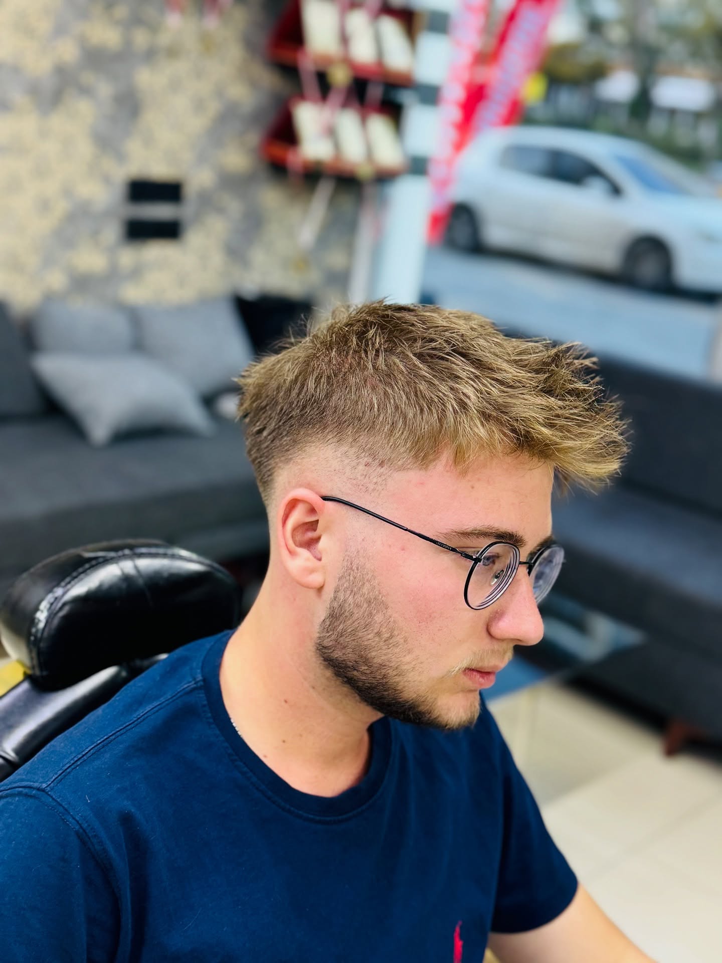 Crisp Blonde Textured Top with Clean Fades