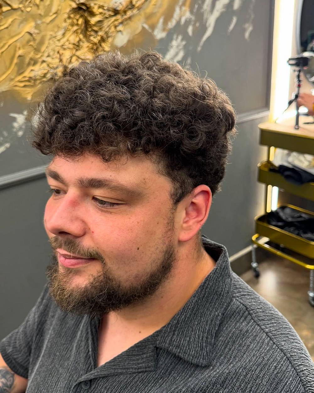 Textured Curly Top with Faded Sides