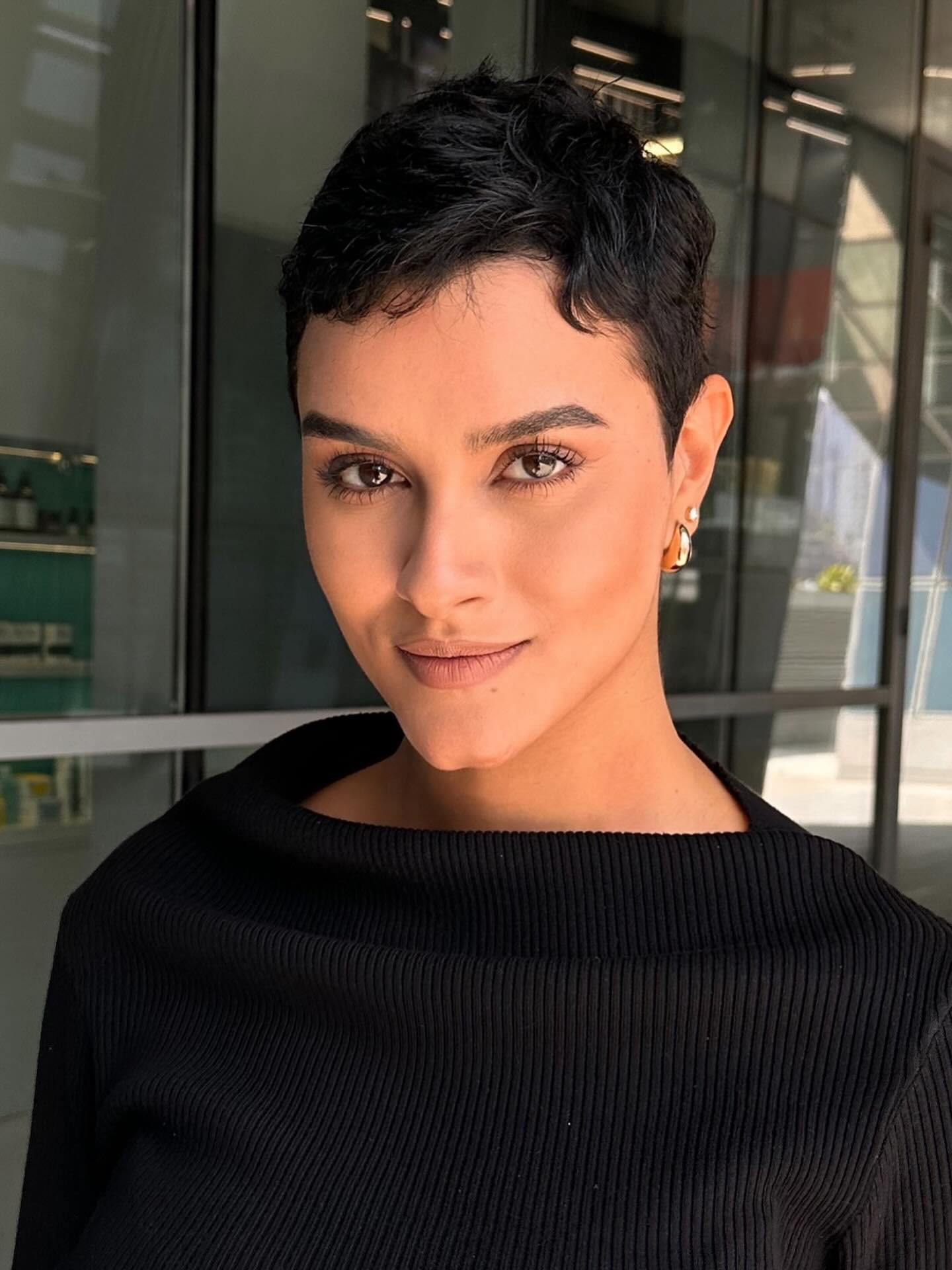 Vibrant Matte Black Textured Pixie