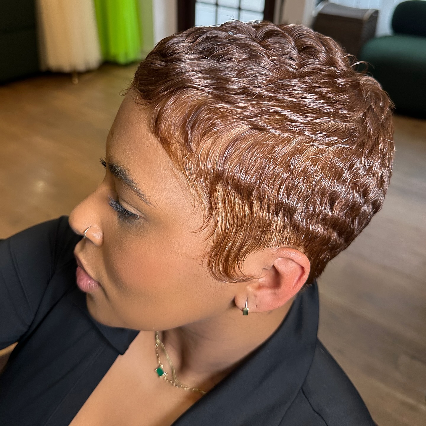 Copper-Toned Tapered Pixie Cut