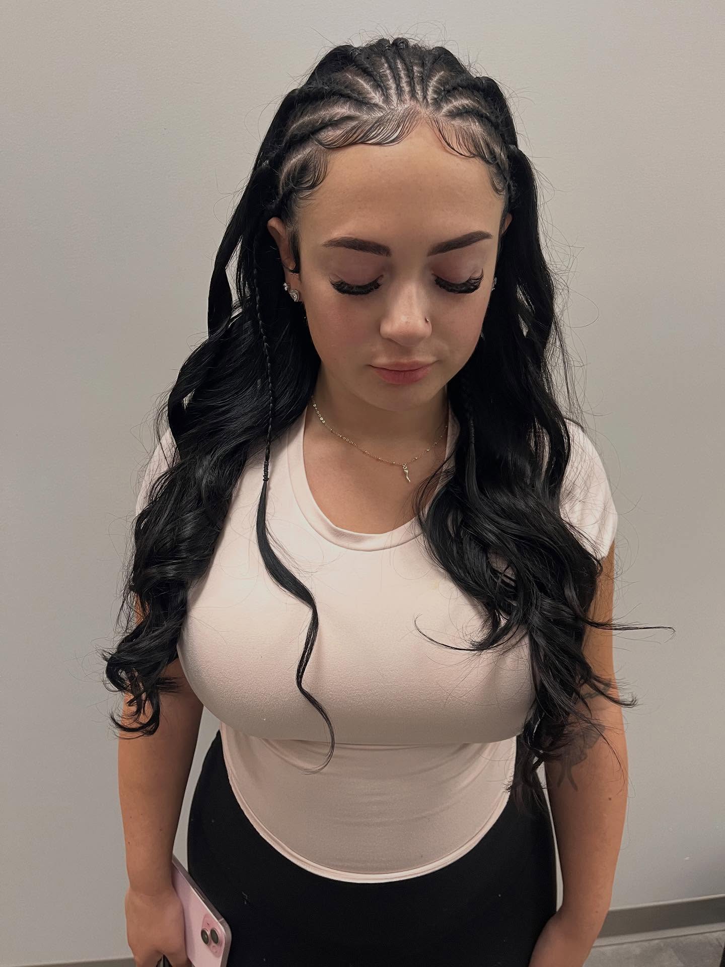 Elegant Cornrow Crown with Cascading Waves