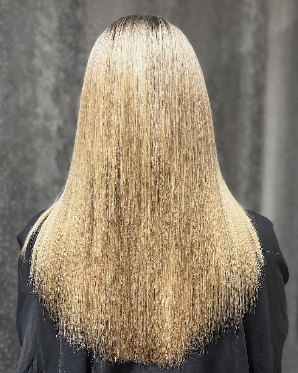 Polished Long Straight Hair with Subtle Dark Roots