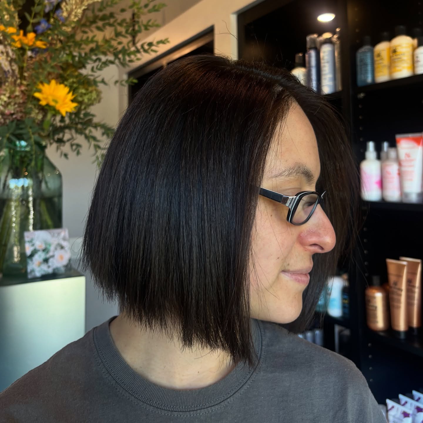 Sleek Espresso Bob with Natural Texture