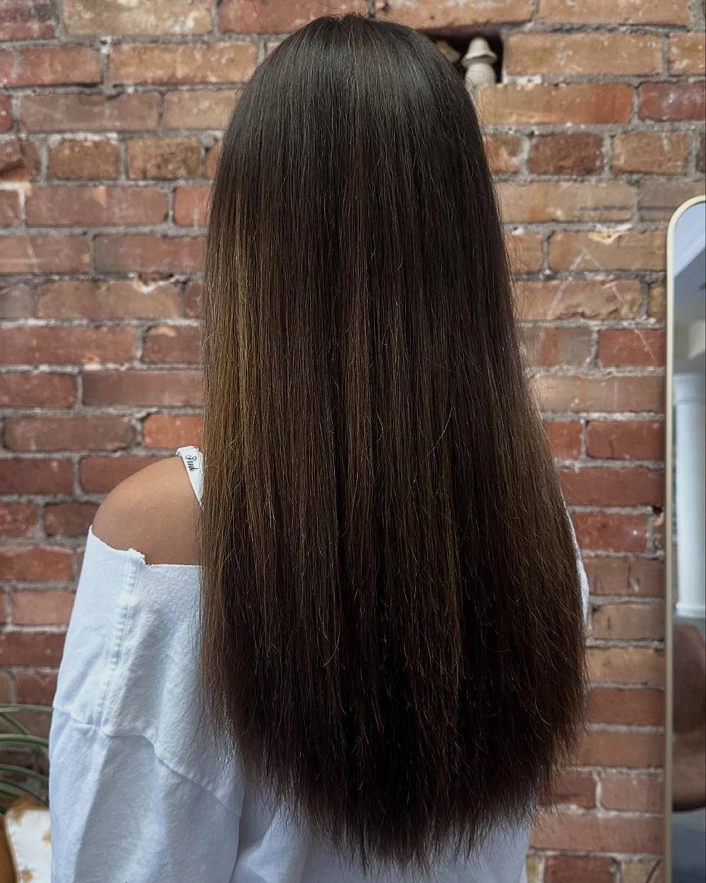 Sleek Long Straight Hair with Subtle Color Dimension