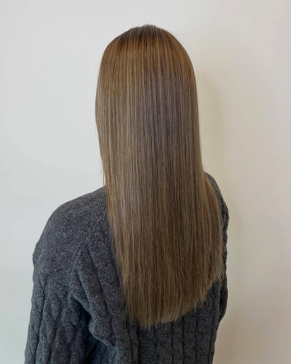 Smooth Long Straight Hair with Subtle Ashy Undertones