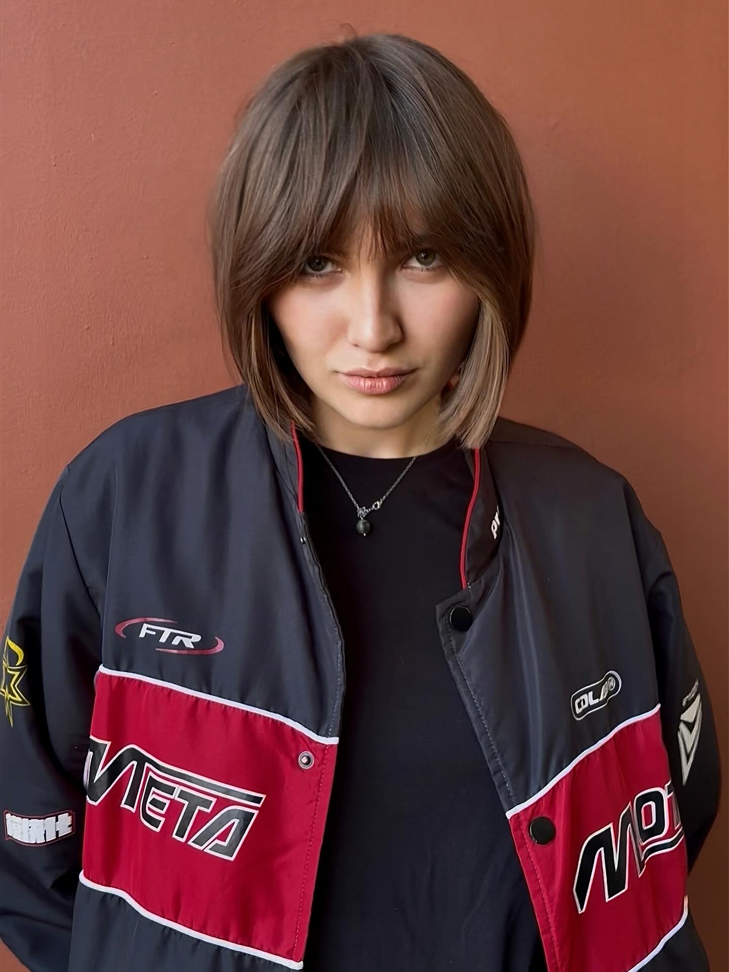 Tousled Ash Brown Bob with Curtain Bangs