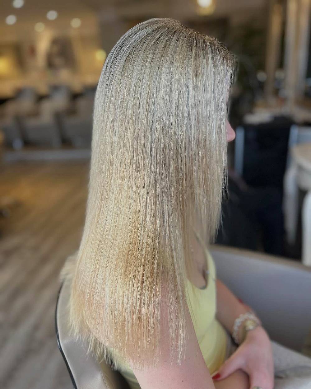 Glossy Long Straight Hair with Subtle Lightening Tips