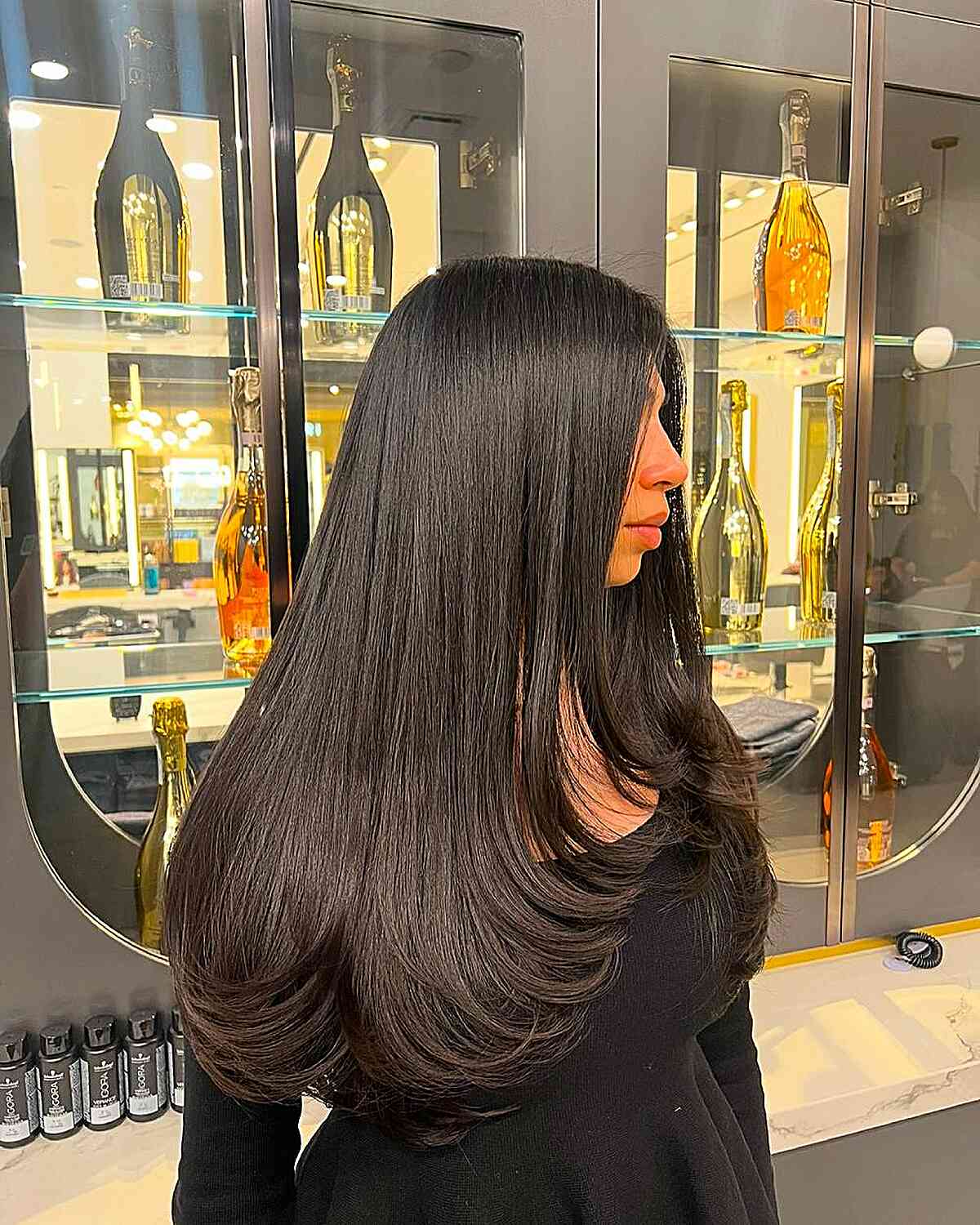 Sleek Front Layered Haircut for Long Hair