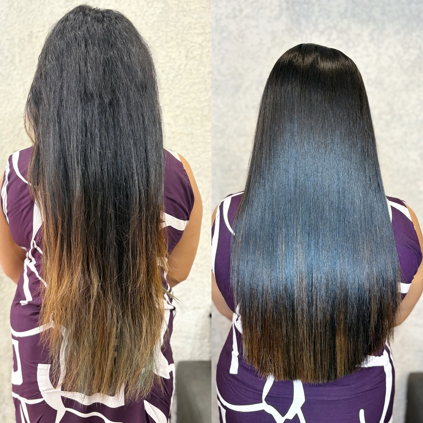 Smooth and Sleek Long Straight Hair with Glossy Finish