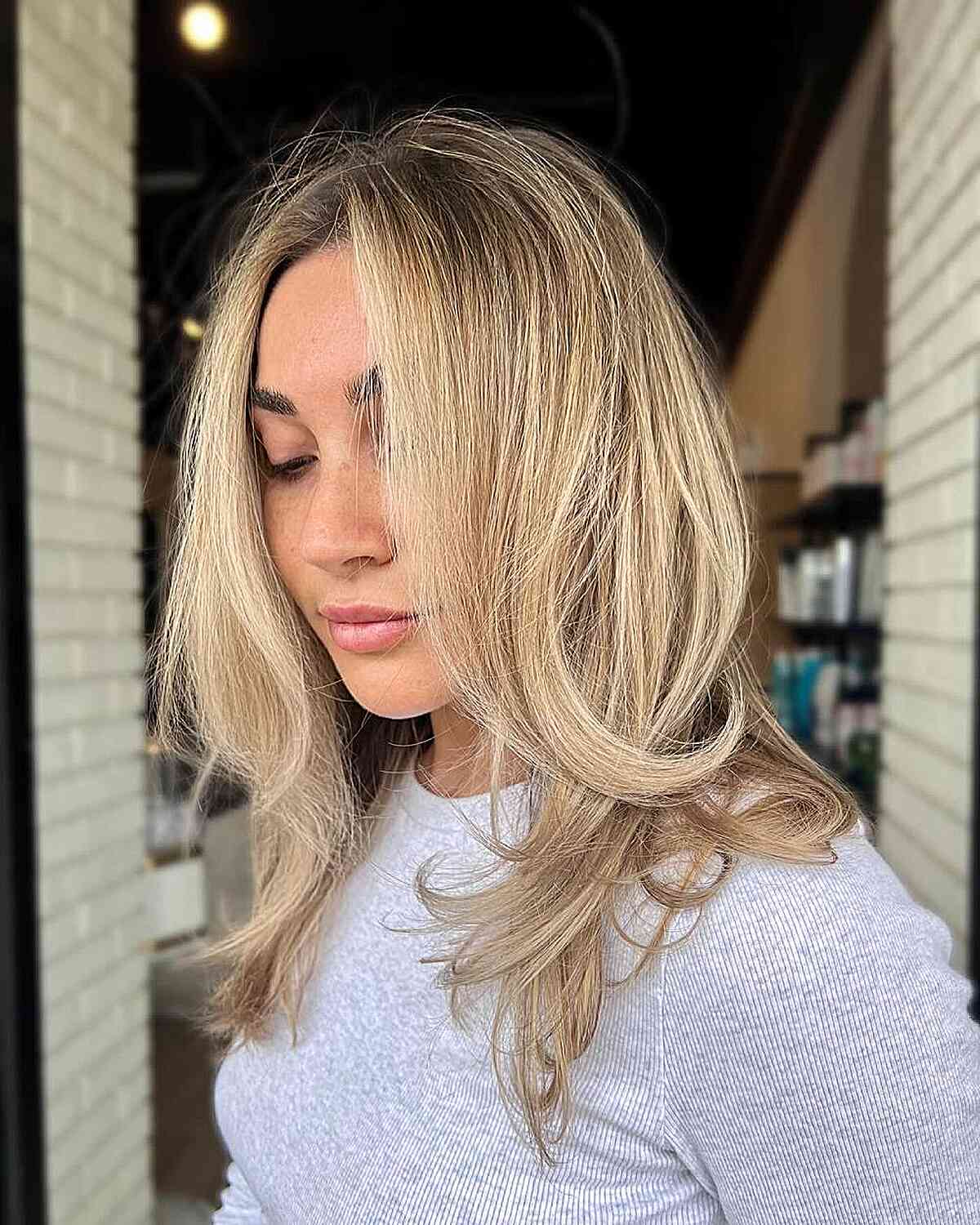 Softly Layered Long Bob with Face-Framing Highlights