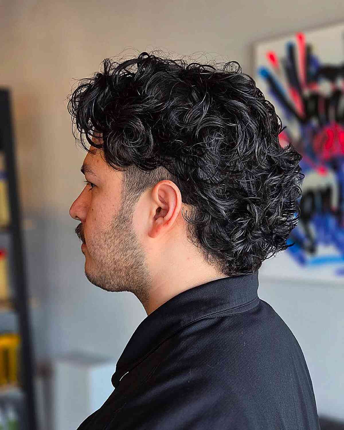 Textured Curly Cut with Faded Sides