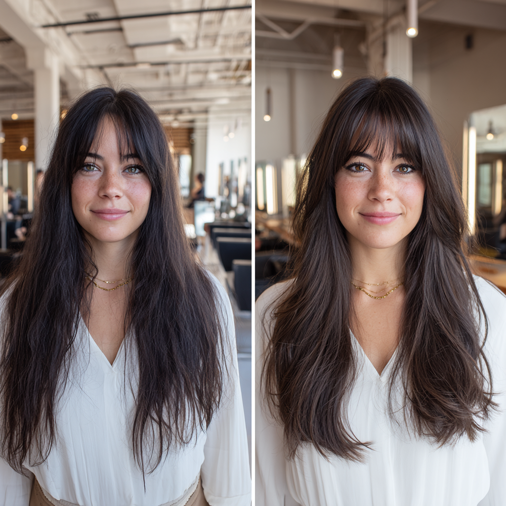 Beautiful Long Layers with Soft Wispy Bangs
