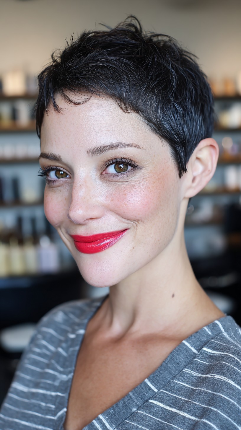 Bold Black Piece-y Pixie with Natural Texture