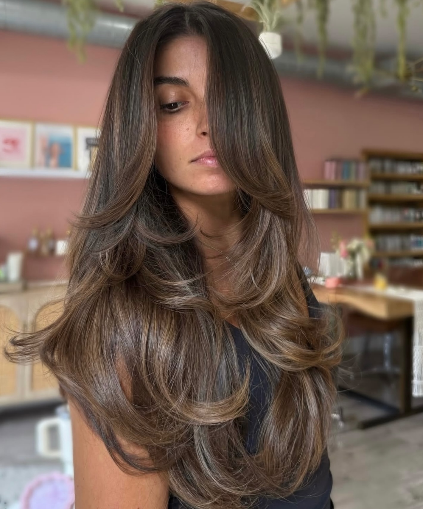 Cascading Chestnut Layers with Soft Balayage