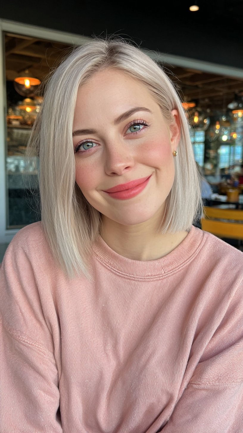 Chic Light Blonde Long Bob with Soft Layers