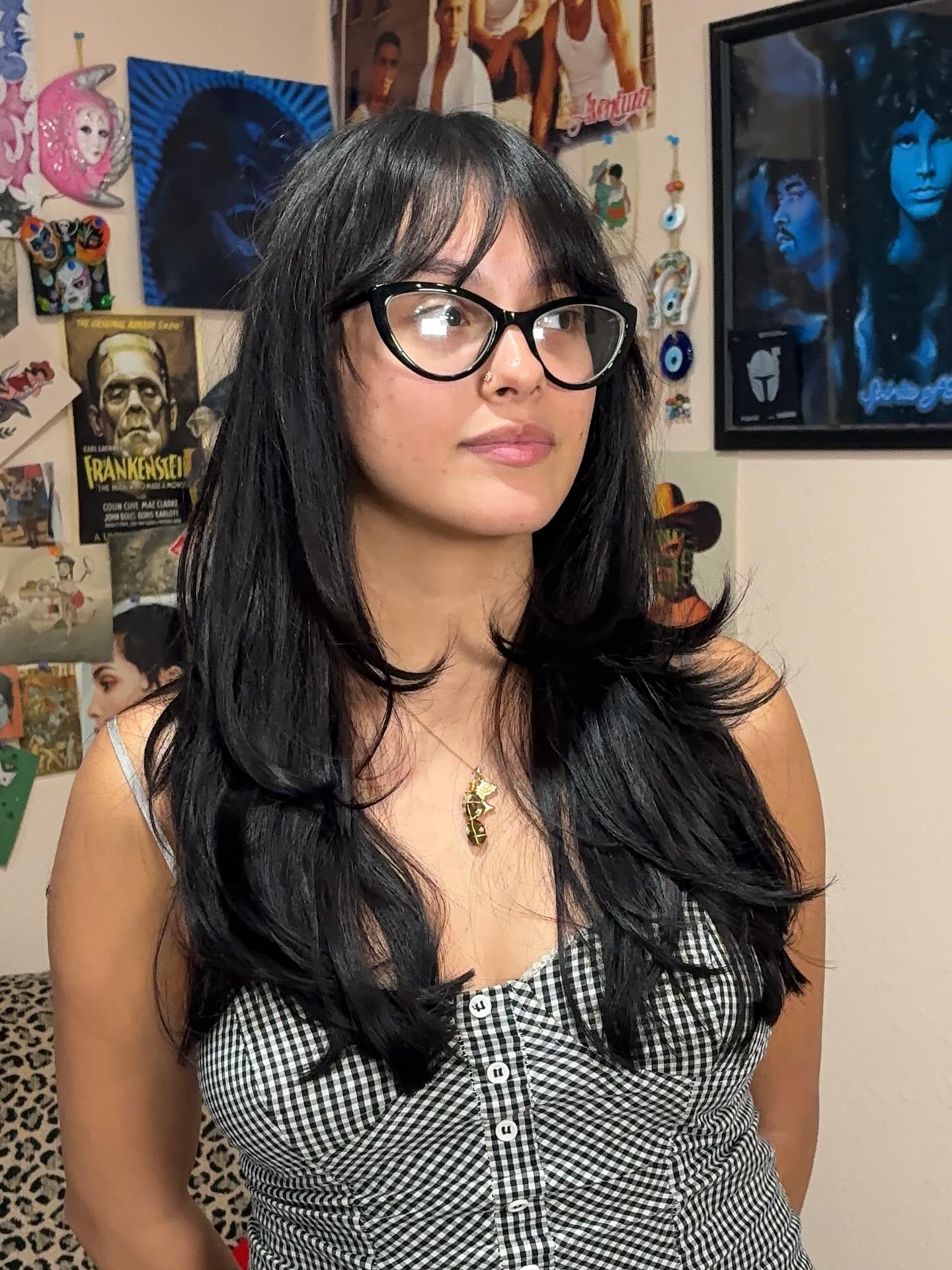 Chic Long Hair with Face-Framing Bangs