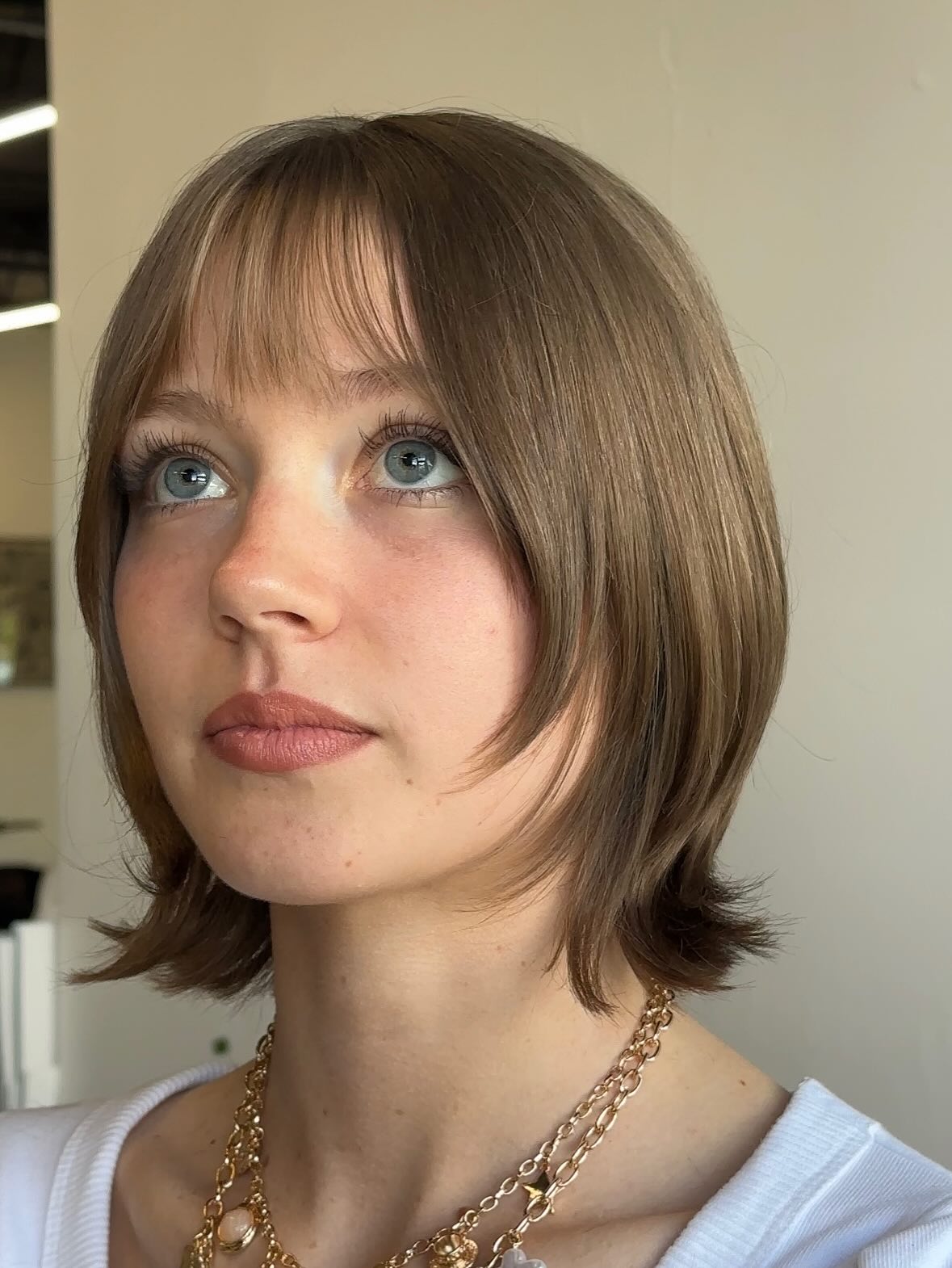 Chic Mushroom Brown Bob with Wispy Fringe