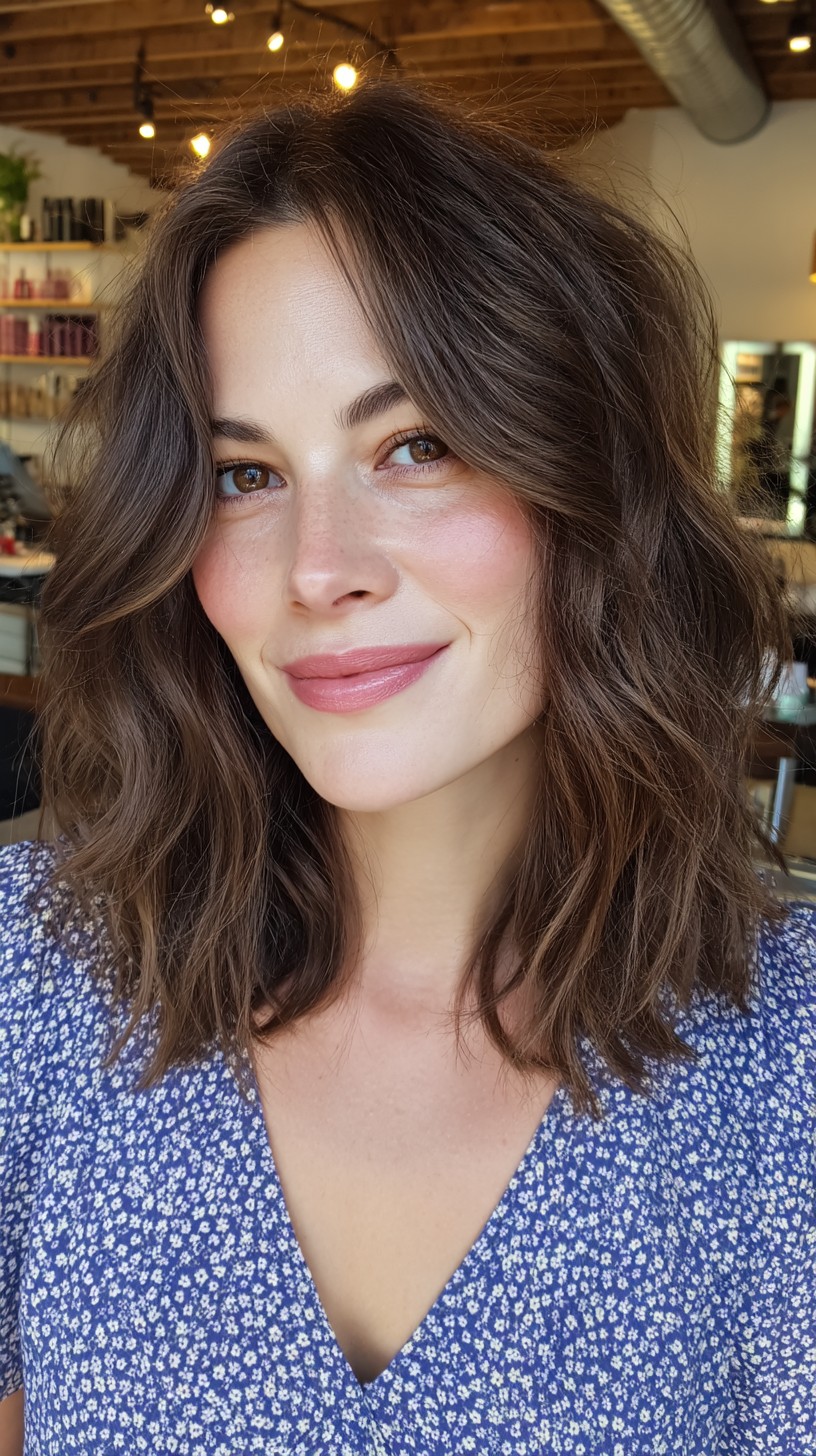 Chic Wavy Bob with Subtle Highlights