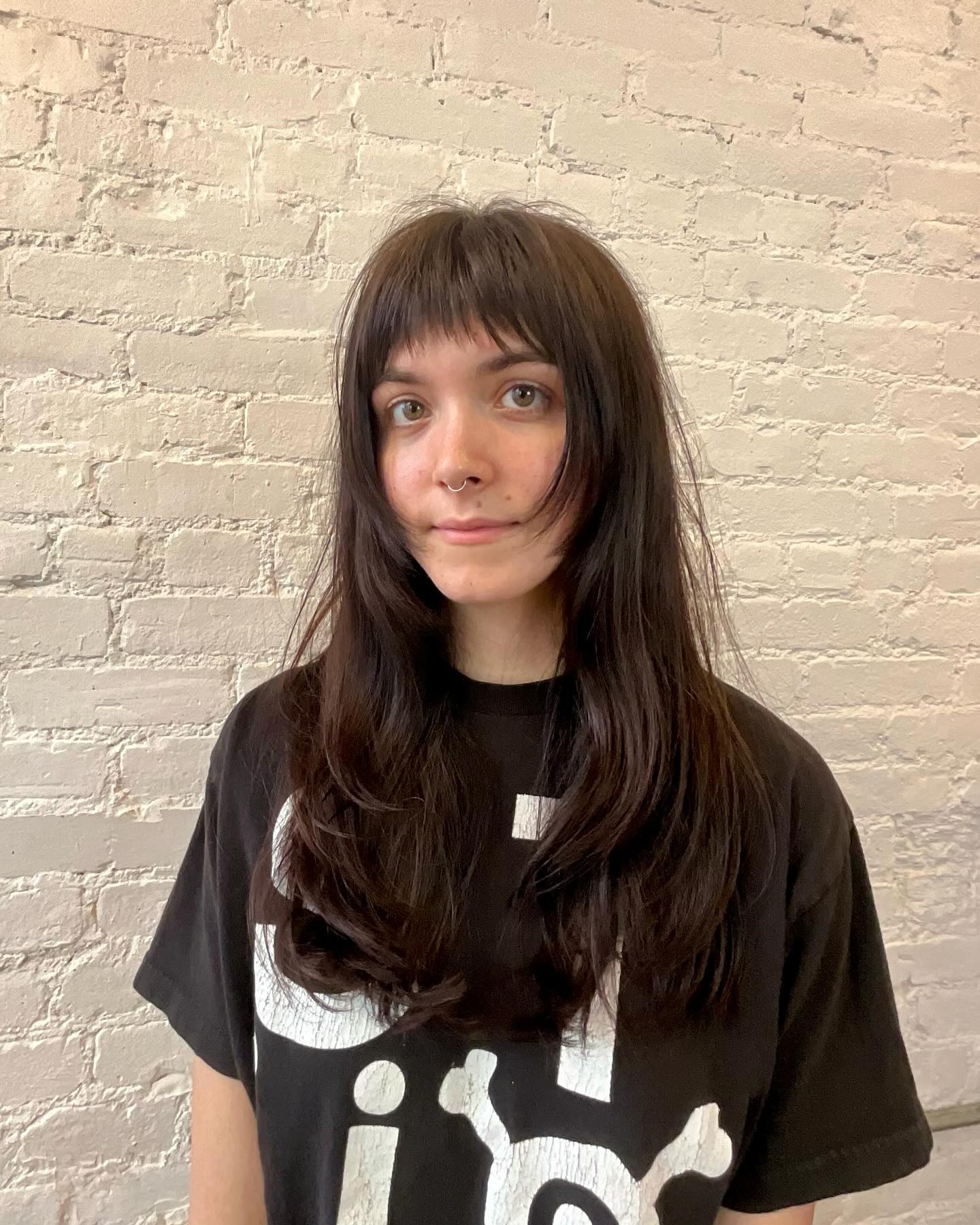 Choppy Long Hair with Textured Bangs
