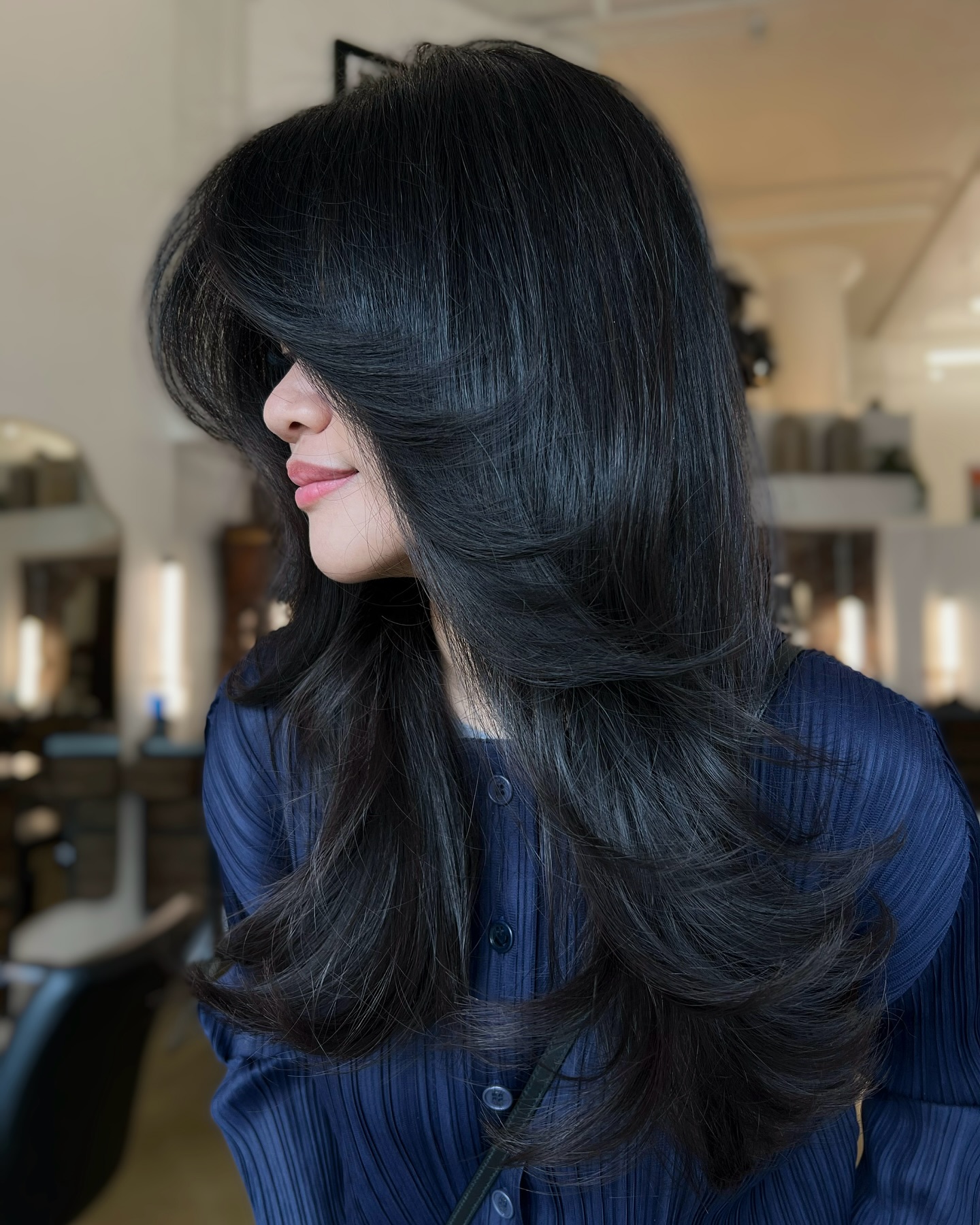 Deep Sapphire Side-Swept Layers