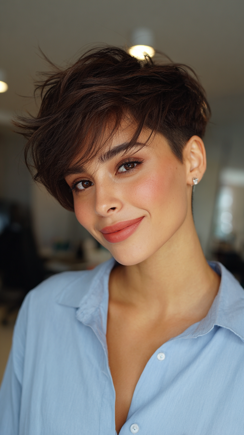 Dynamic Textured Pixie Cut with Bold Layers
