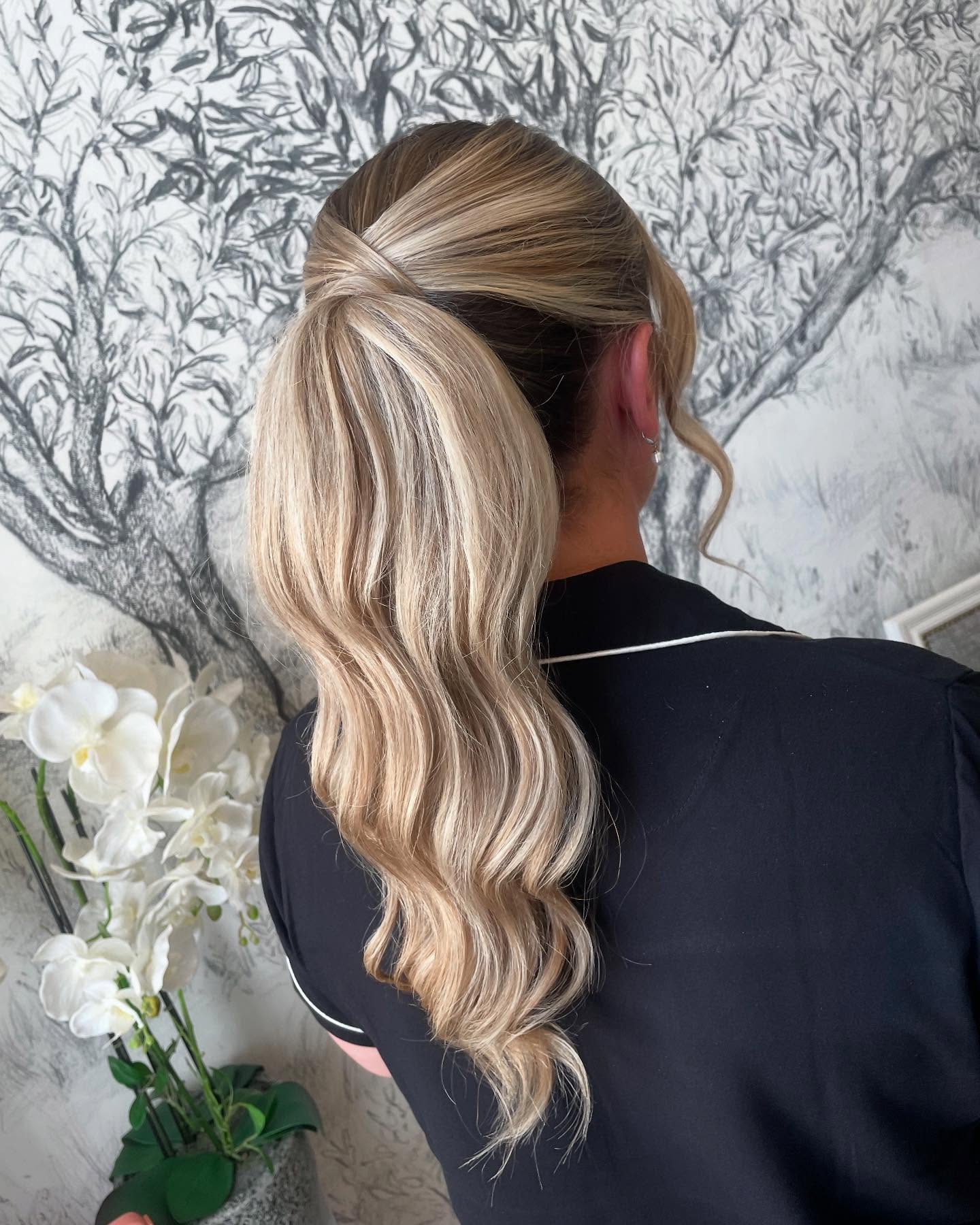 Elegant Long Hair Ponytail with Textured Waves