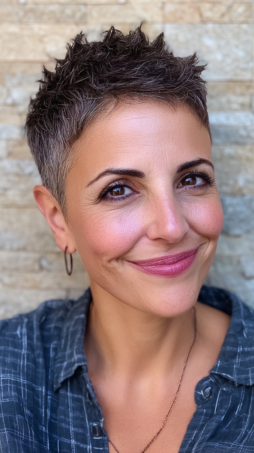 Expressive Textured Spiky Pixie with Graduated Tones