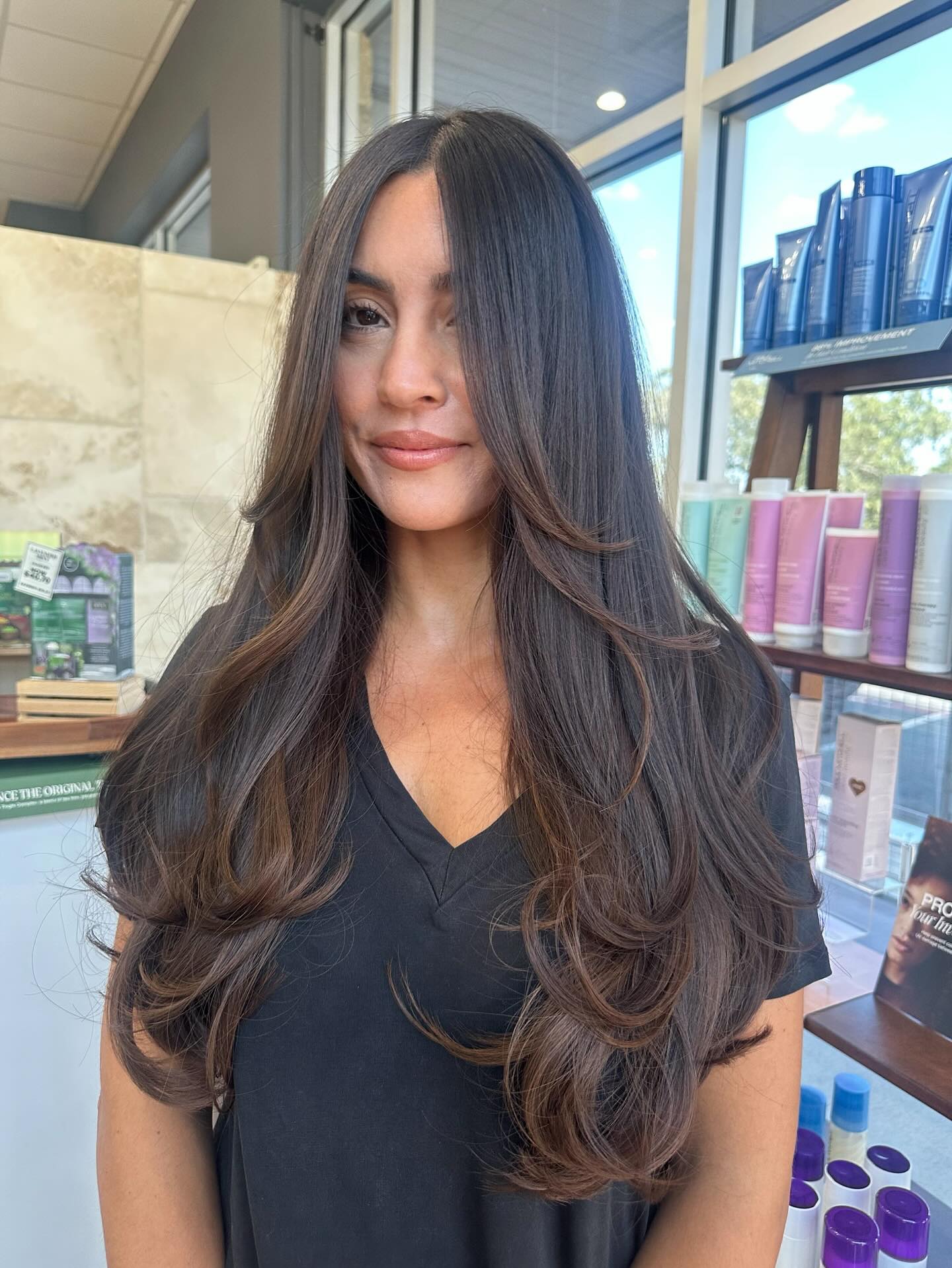 Glamorous Long Layers with Soft Side Bangs