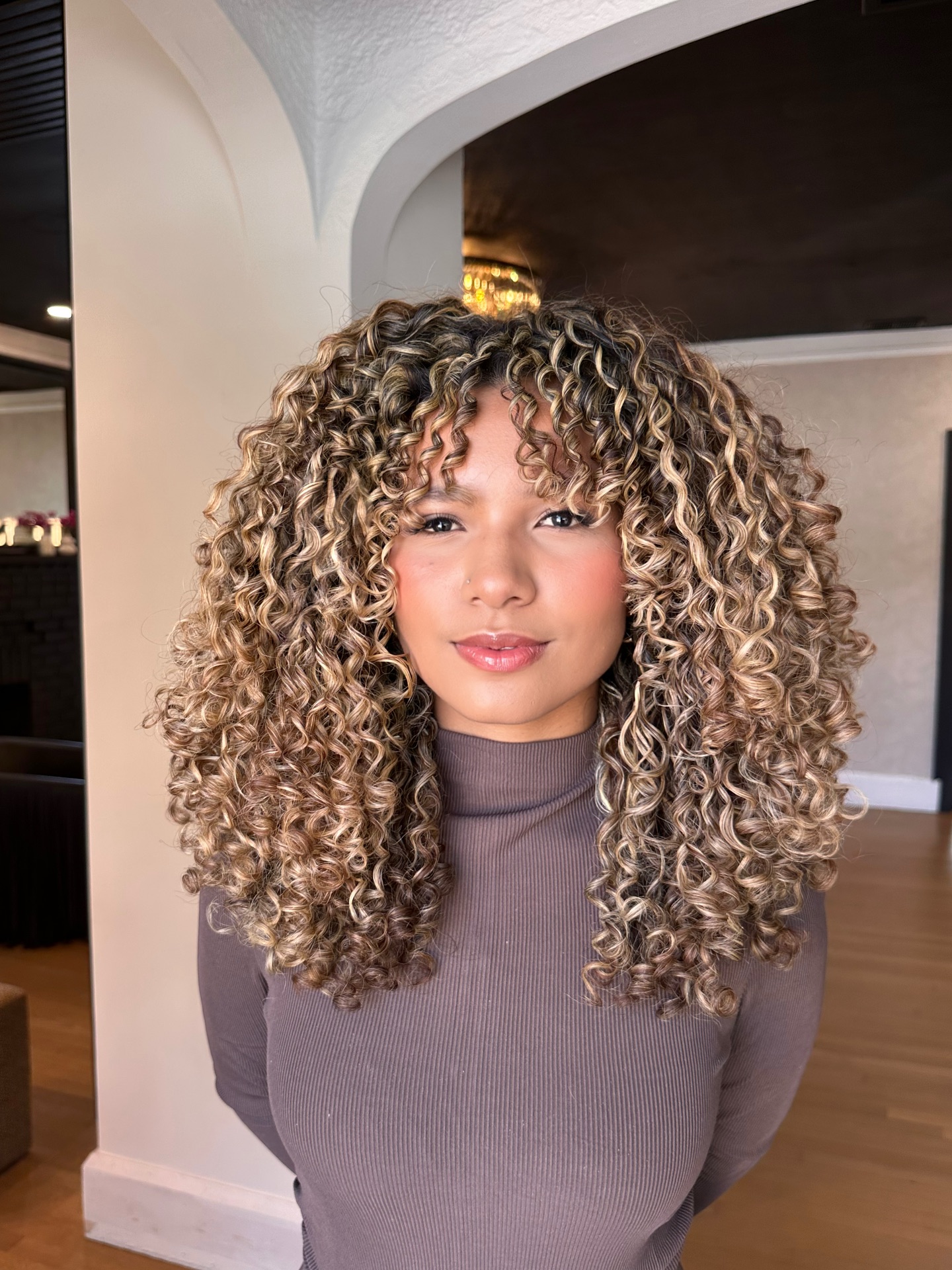 Golden Spiral-Curled Shoulder Bob