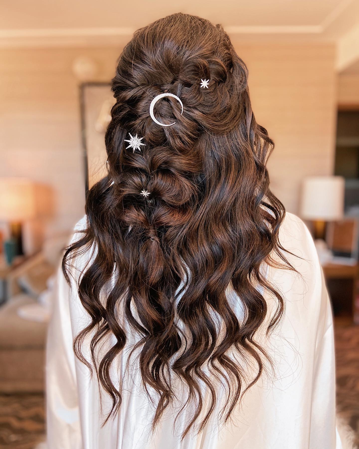 Luminous Cascading Curls with Celestial Accents
