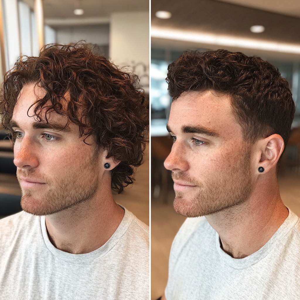 Naturally Textured Curly Top with Streamlined Fade