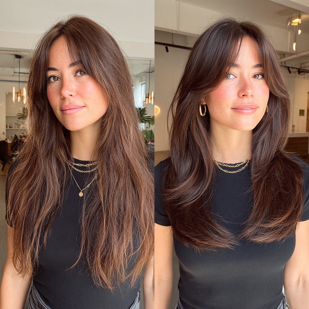 Rich Chestnut Layers with Seamless Face-Framing