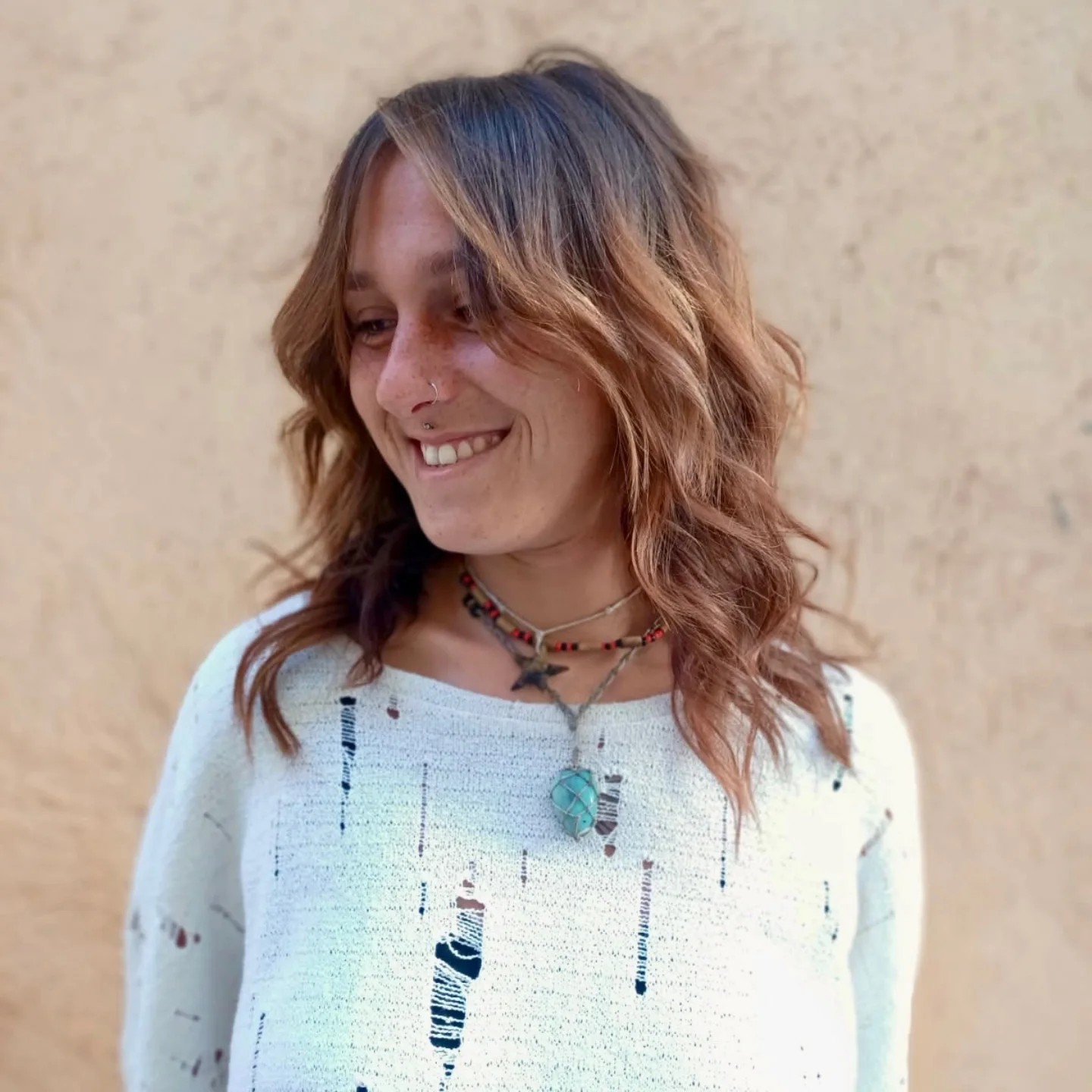 Rich Copper Balayage with Effortless Waves