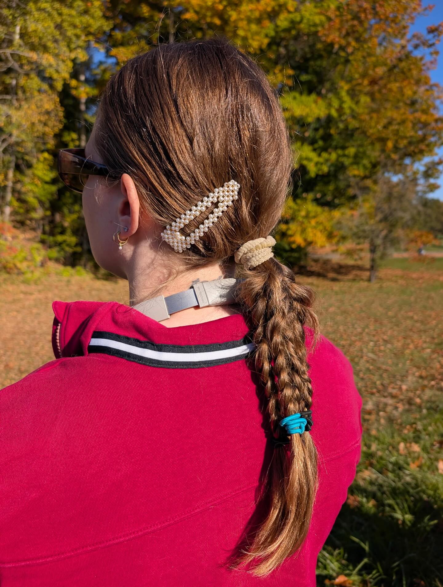 Rustic Three-Strand Braid with Pearl Barrette Accent